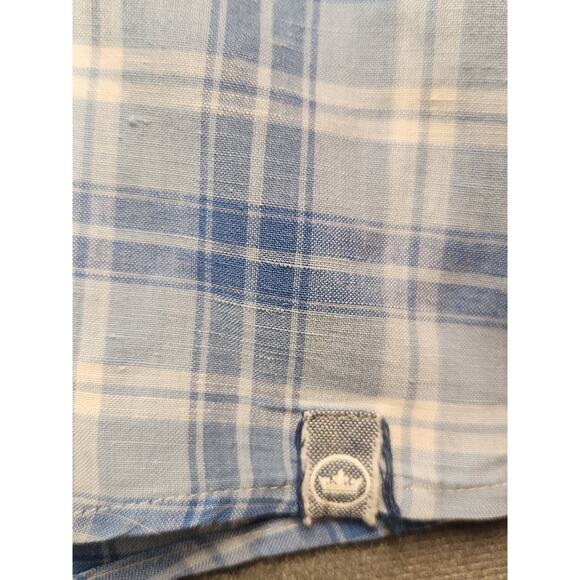 Peter Millar Shirt Mens Size Large Blue Plaid Linen Blend Long‎ Sleeve Button-up - Picture 5 of 10